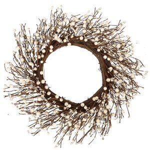 White Berry Wreath 22 Inch Winter Wreath Cream Winter Wreaths